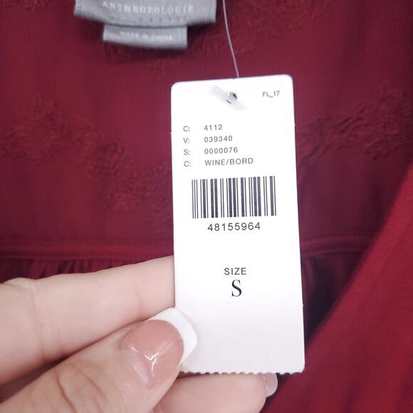 Vanessa Virginia Lenora Vintage Inspired Boho Floral Embroidered Tie Front Top S - Picture 9 of 16